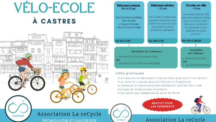 Nouvelles sessions pour la vélo-école de la Recycle à Castres